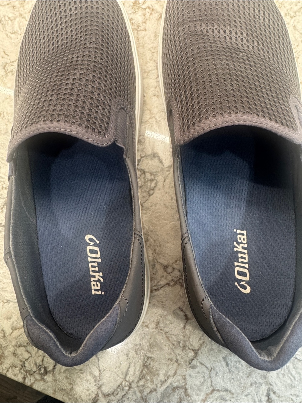 OluKai Lae‘ahi Men’s Slip-On Sneakers | Dark Gray Mesh - Picture 7 of 8